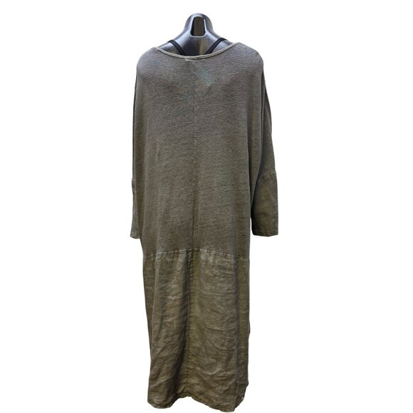 Linen Tunic Dress Hi-Low Style Grey Made In Italy Size L - Picture 2 of 5
